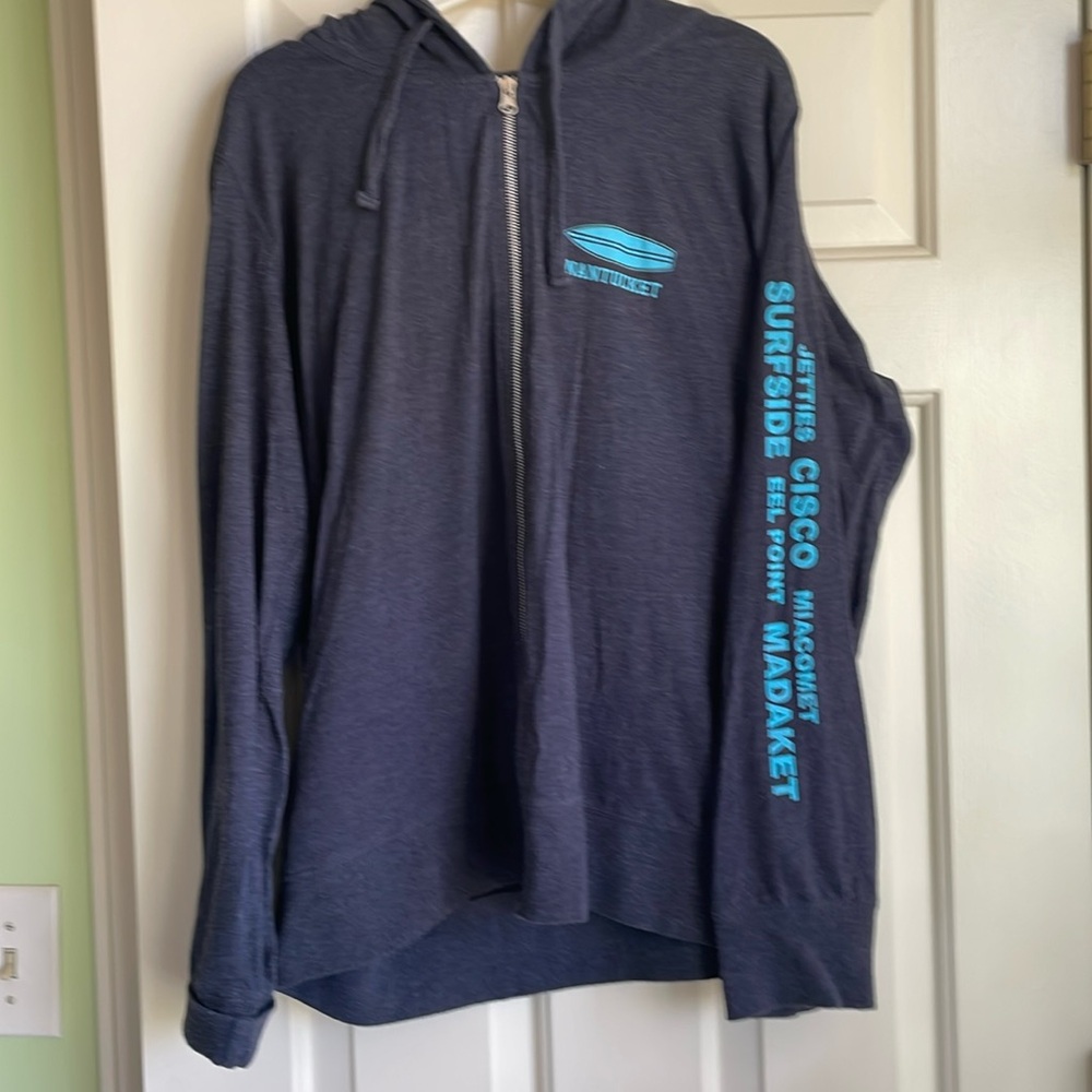 Nantucket theme navy front zip hoodie